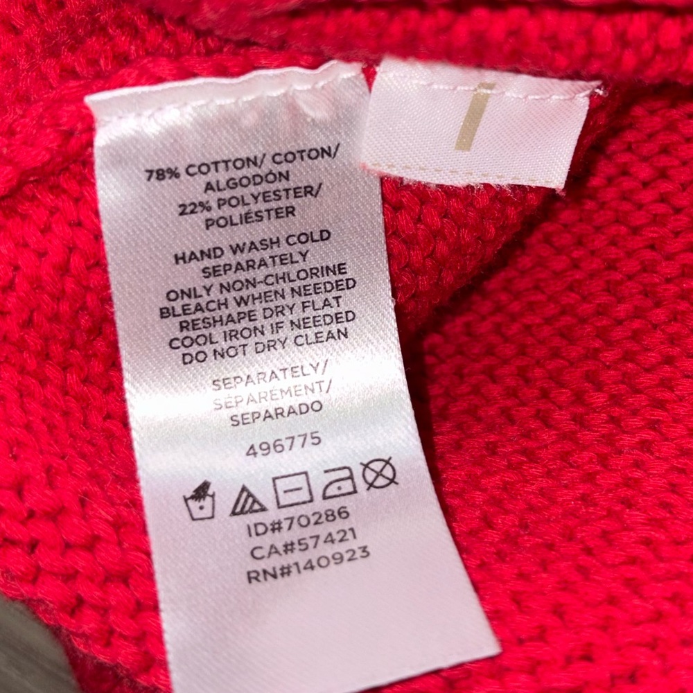 LOFT Mock Neck Ribbed Sweater Tank Red Size Medium - Picture 3 of 6